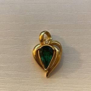 Avon Gold Tone May Birthstone Heart Pendant